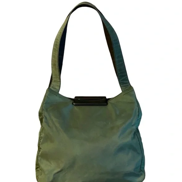 PRADA LUX Emerald/Olive GREEN Tessuto NYLON Lucite Clasp Shoulder
RARE - Picture 4 of 13